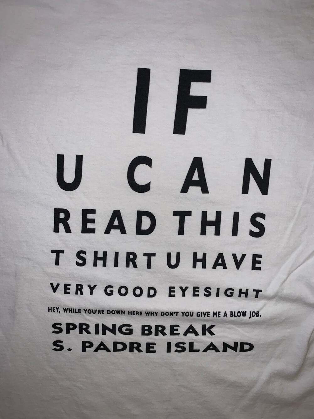 Vintage Y2K South Padre Island Spring Break Eye Chart Funny T Shirt Large